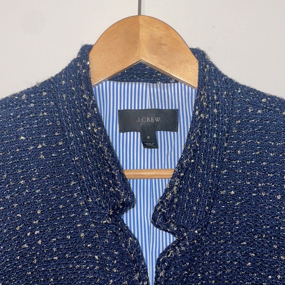 J. Crew Metallic Blue Tweed Wool Blend Blazer - Picture 4 of 8